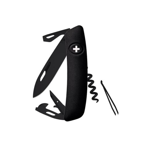 Швейцарско ножче SWIZA - D03 All Black, 7.5см острие, 11x функции, изцяло черно