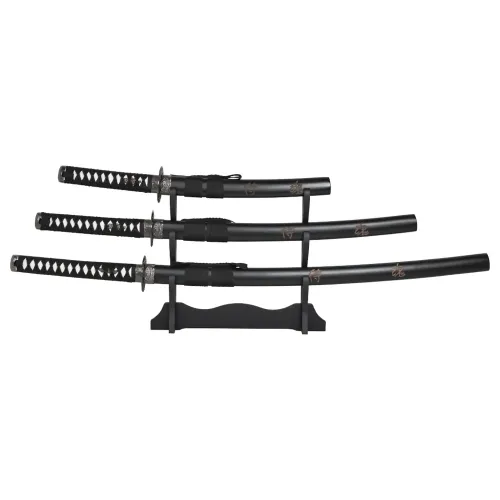 Комплект самурайски мечове Haller Stahlwaren - Black Set, катана, танто и уакизаши