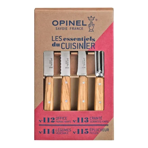 Комплект кухненски ножове Opinel - Les Essentiels, маслиново дърво