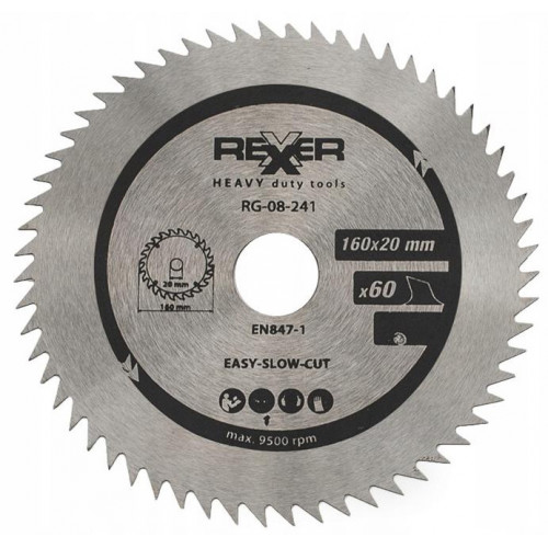 Циркулярен диск за дърво без видия  Rexxer RG-08-241   160 / 20 / 60 зъба