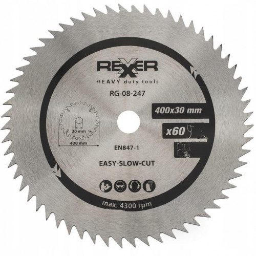 Циркулярен диск за дърво без видия  Rexxer RG-08-247,  Ø  400x30x60 зъба