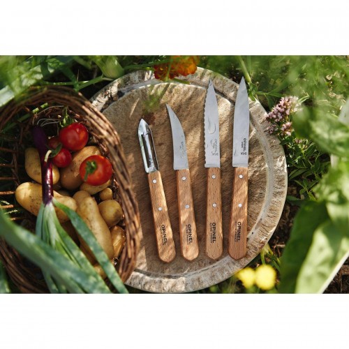 Кухненски кoмплект Opinel - Les Essentiels, 3 ножа и белачка, букови дръжки