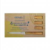 Комплект ножове за пържоли Opinel №125 - Bon Appetit, 4 ножа с дръжка от маслиново дърво
