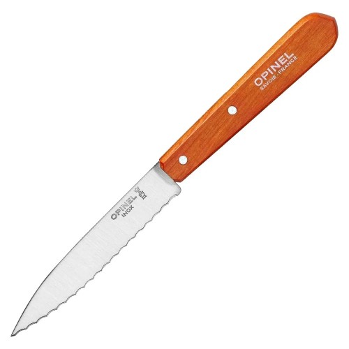 Кухненски нож Opinel - Les Essentiels №113, 10см назъбено острие, дръжка от габър, оранжев