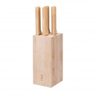 Комплект кухненски ножове Opinel - Parallele - Meat, 5 ножа и дървена стойка от бук
