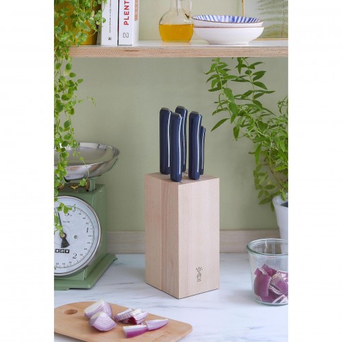 Комплект кухненски ножове Opinel - Intempora, 5 ножа и дървена стойка от бук