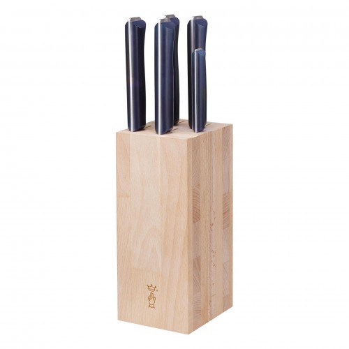 Комплект кухненски ножове Opinel - Intempora, 5 ножа и дървена стойка от бук