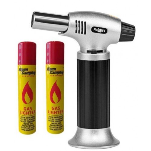 Комплект кухненска газова горелка + 2 бр. газ REXXER RB-04-102, 200 W, 1300 градуса, регулиране на пламъка