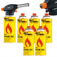 Комплект газова горелка + 6 бр. газ REXXER RB-04-118, 1100 W, регулиране на пламъка, 227 гр, 400 мл