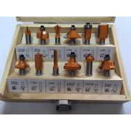 Фрезери комплект 12 бр. Rexxer RG-03-121, опашка 8 мм, дървена кутия