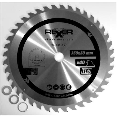 Циркулярен диск за дърво HM материал Rexxer RG-08-323    350 / 30 / 40 зъба